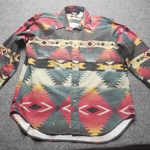 Woolrich Mens Southwestern Flannel USA VTG 90s Aztec Navajo Blanket Pattern